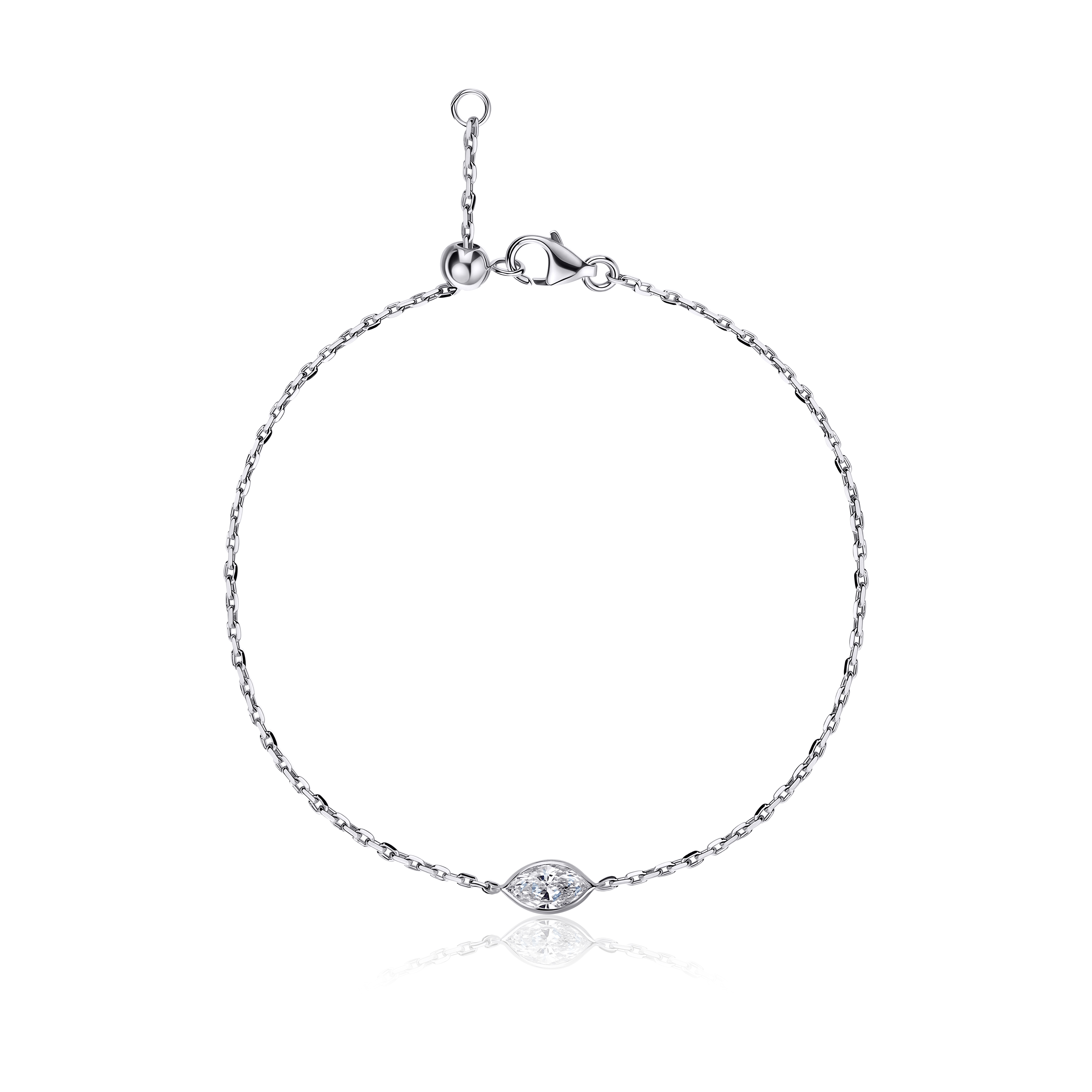 Solitaire Lab Diamond Bracelet Bezel Setting Marquise
