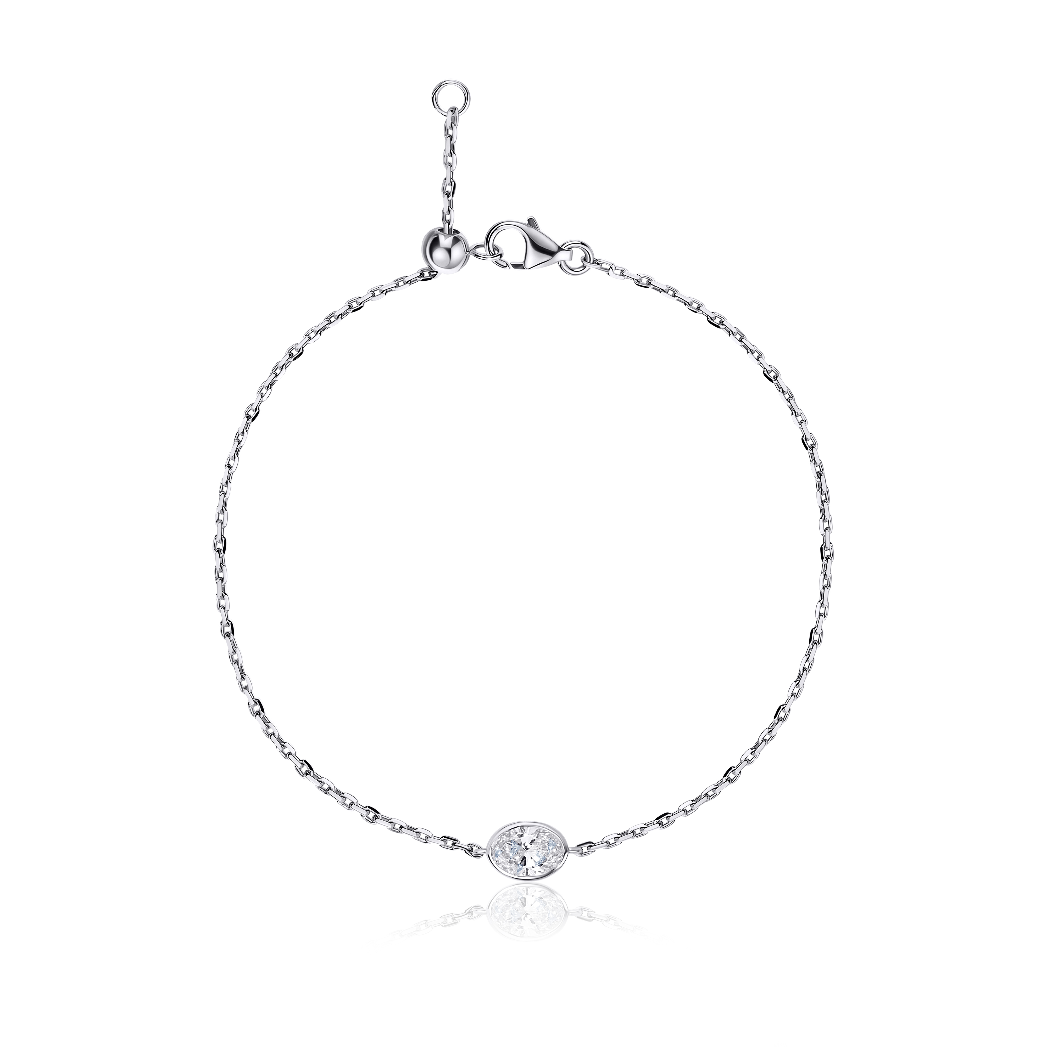 Solitaire Lab Diamond Bracelet Bezel Setting Oval