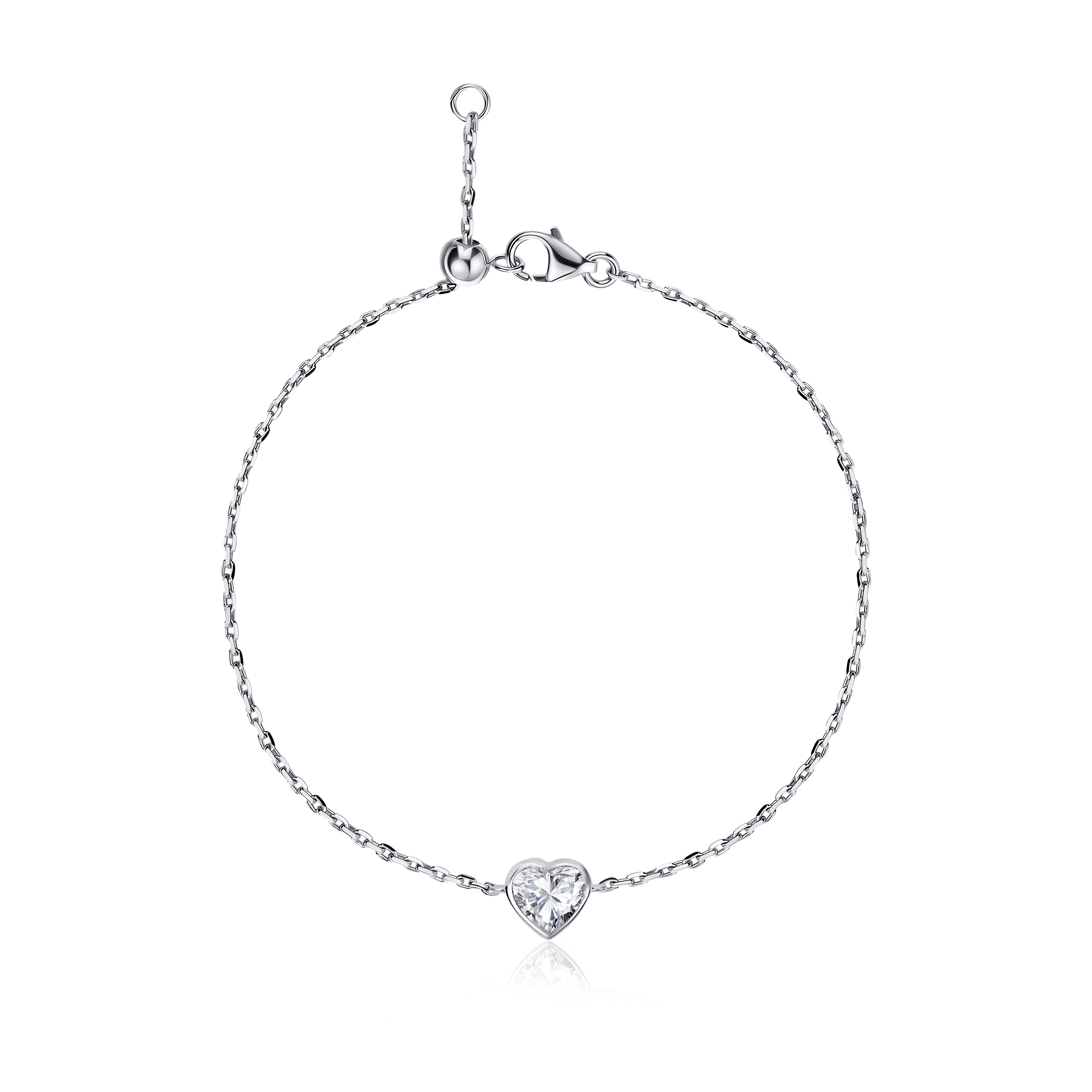 Solitaire Lab Diamond Bracelet Bezel Setting Heart
