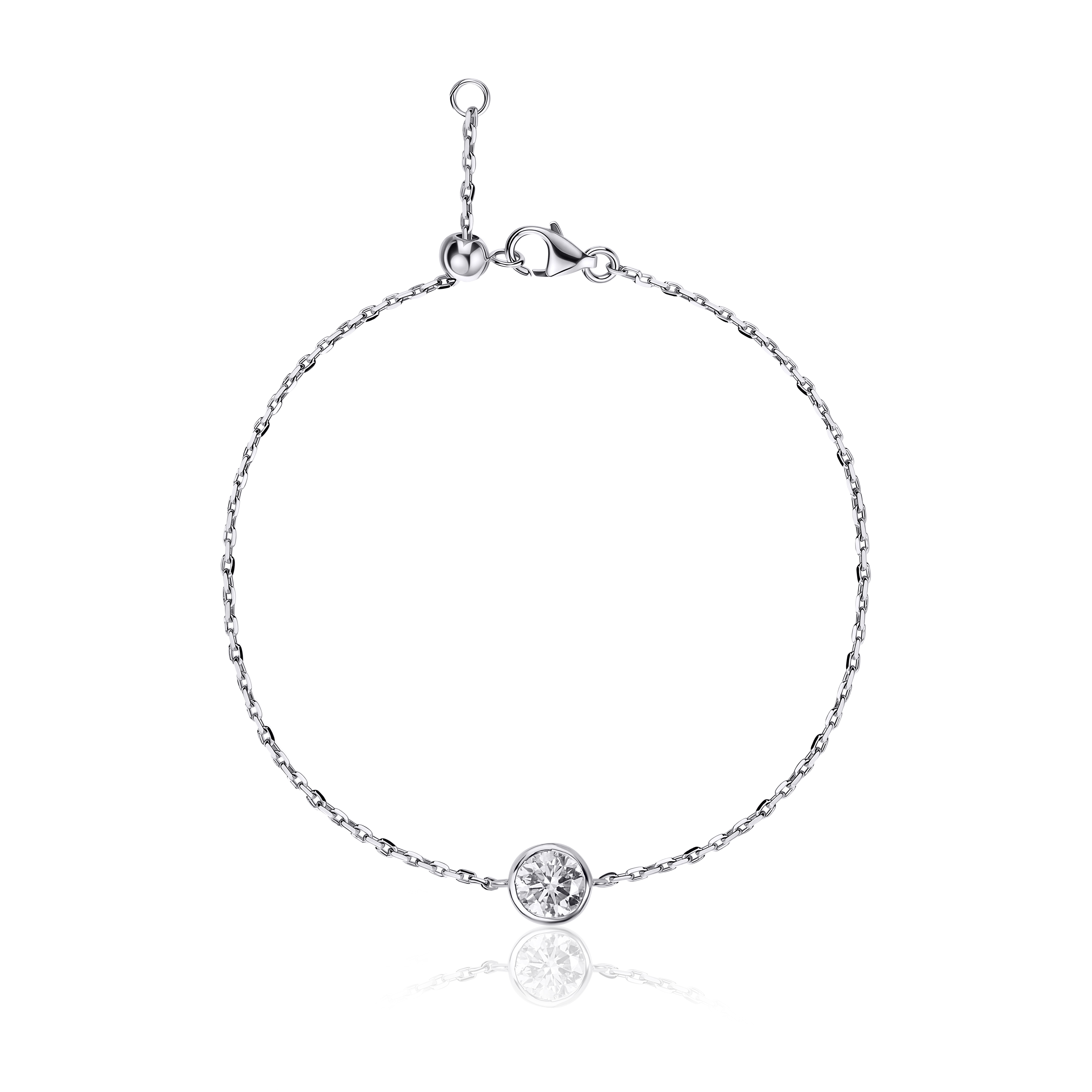 Solitaire Lab Diamond Bracelet Bezel Setting Round