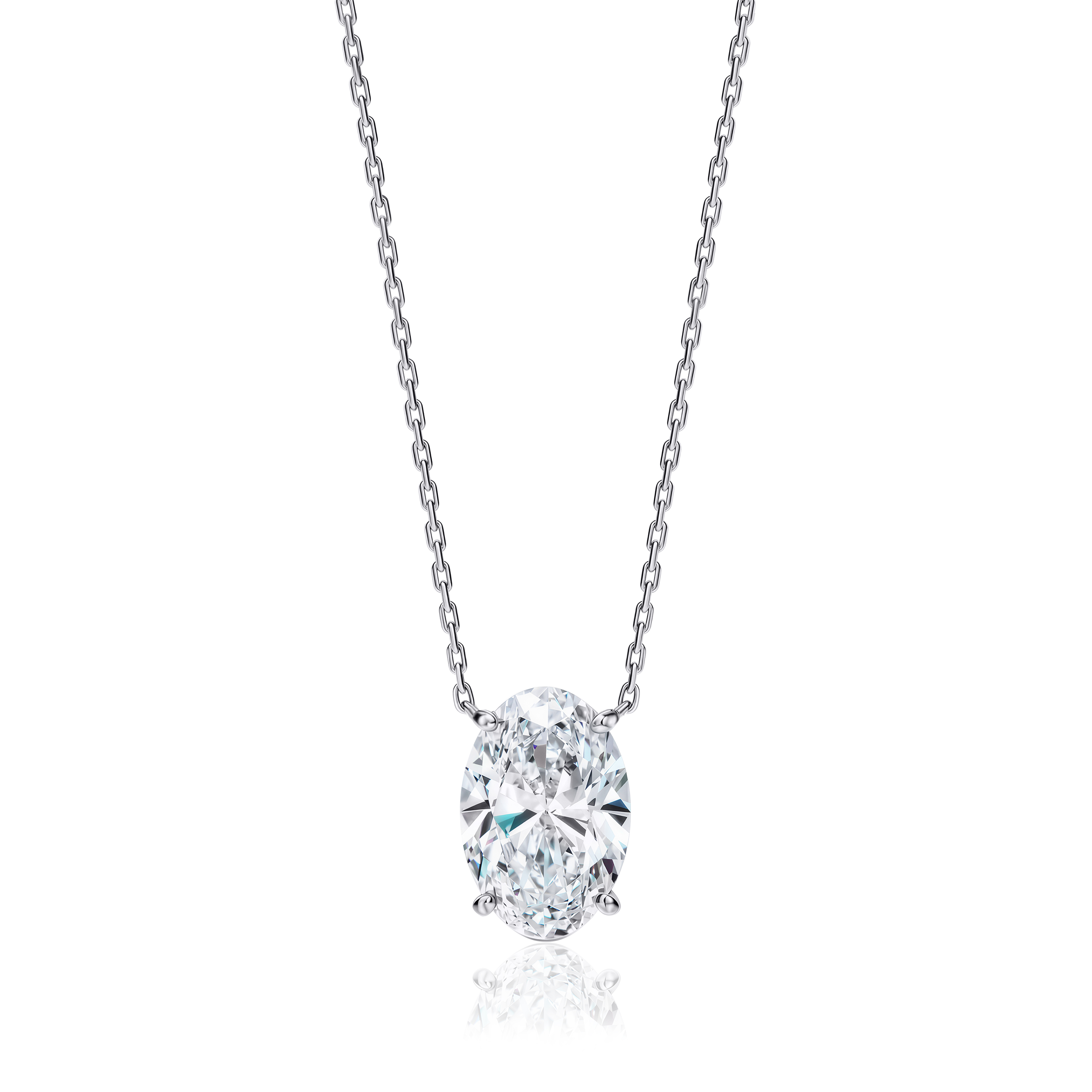 Solitaire Lab Diamond Necklace Oval