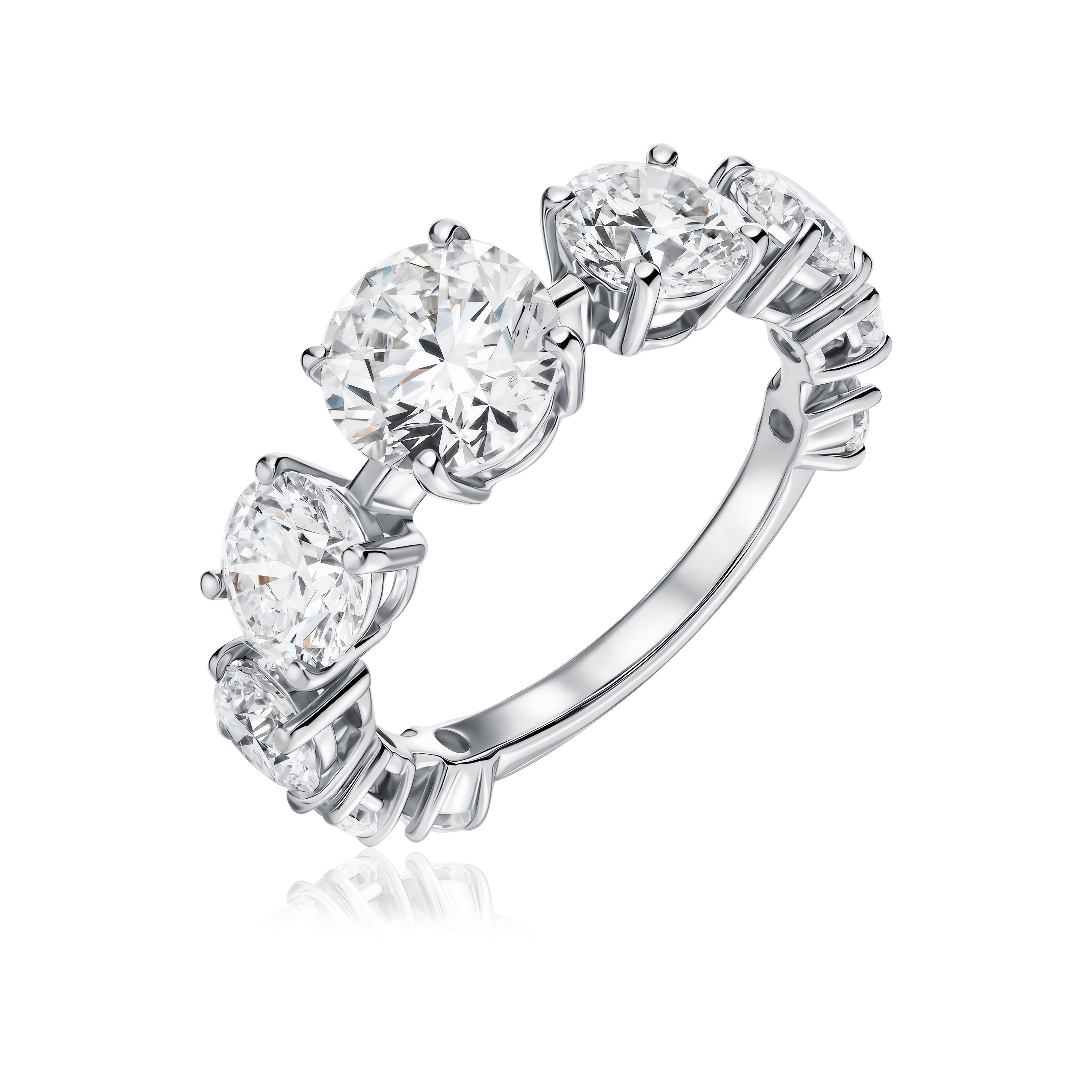 Graduated Tennis Lab Diamond Ring Round