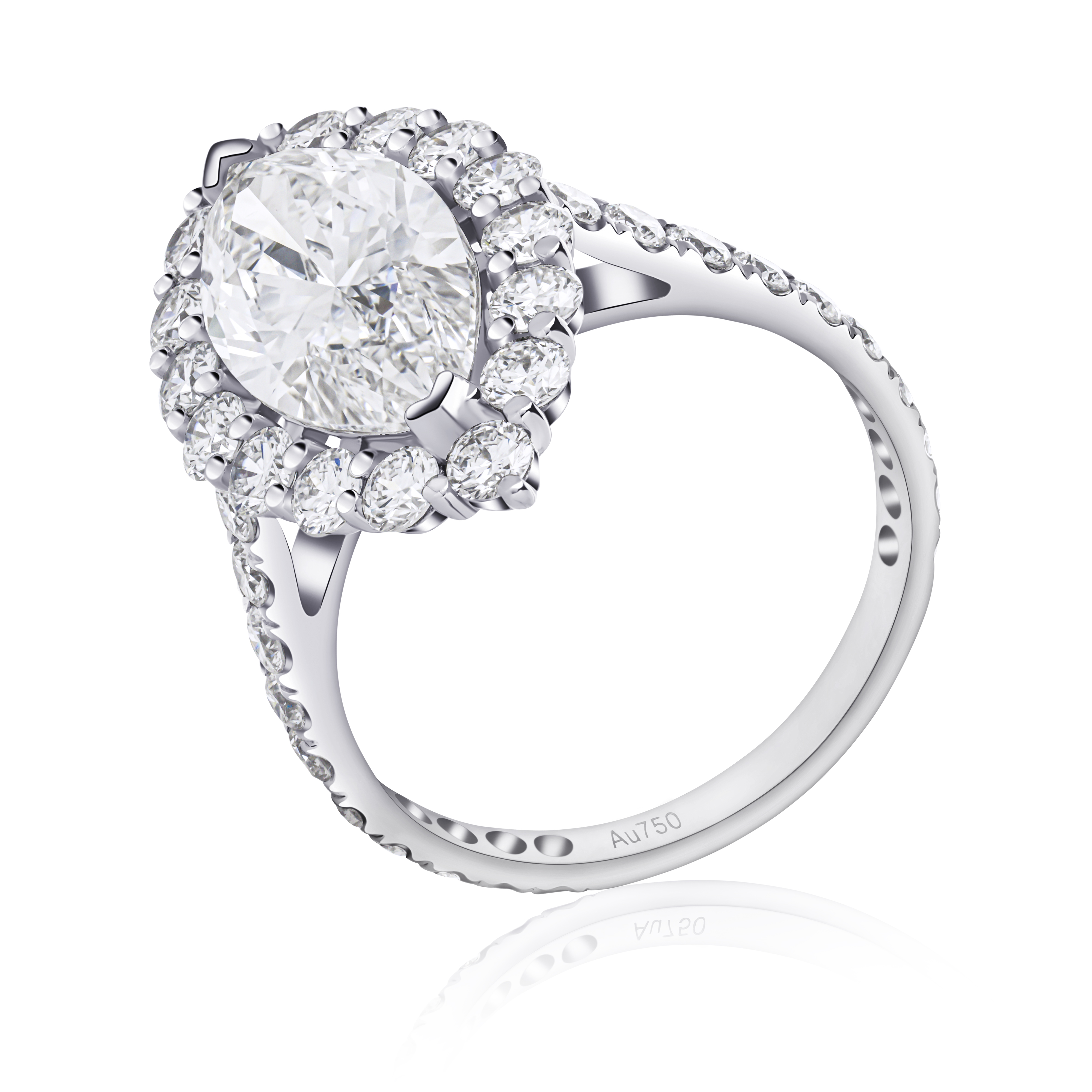 Halo Lab Diamond Ring Marquise with Pave