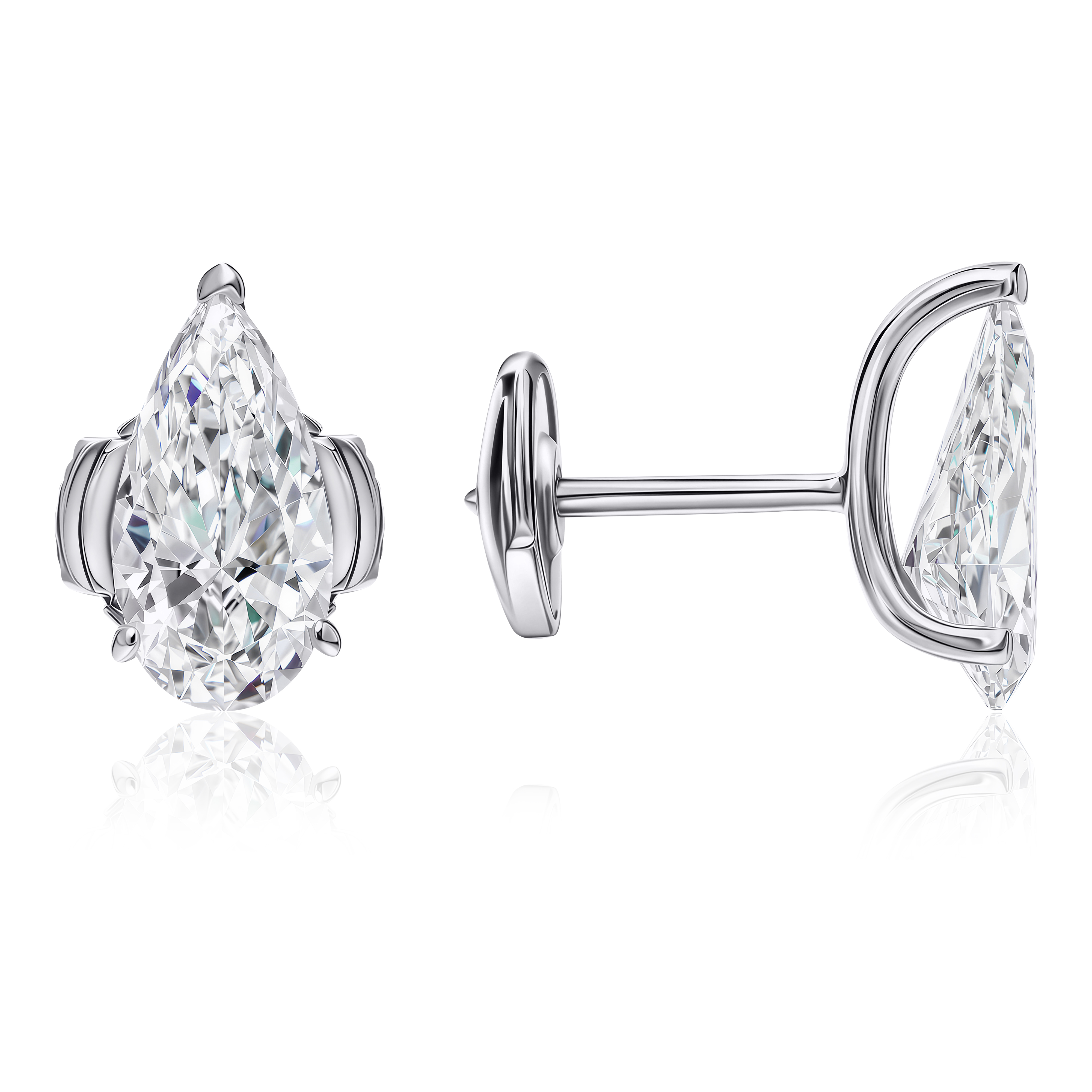 Stud Solitaire Lab Diamond Earrings Long Pear