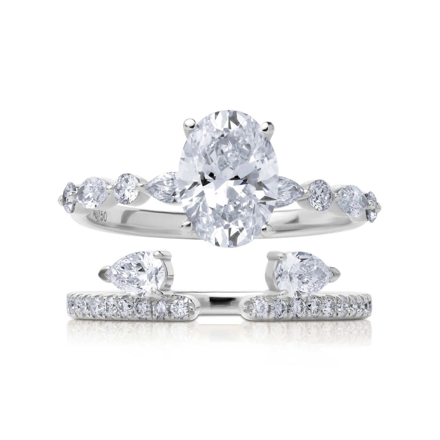 Niva Twin Lab Diamond Ring Oval with Pear & Marquise & Pavé Niva Twin Lab Diamond Ring Oval with Pear & Marquise & Pavé