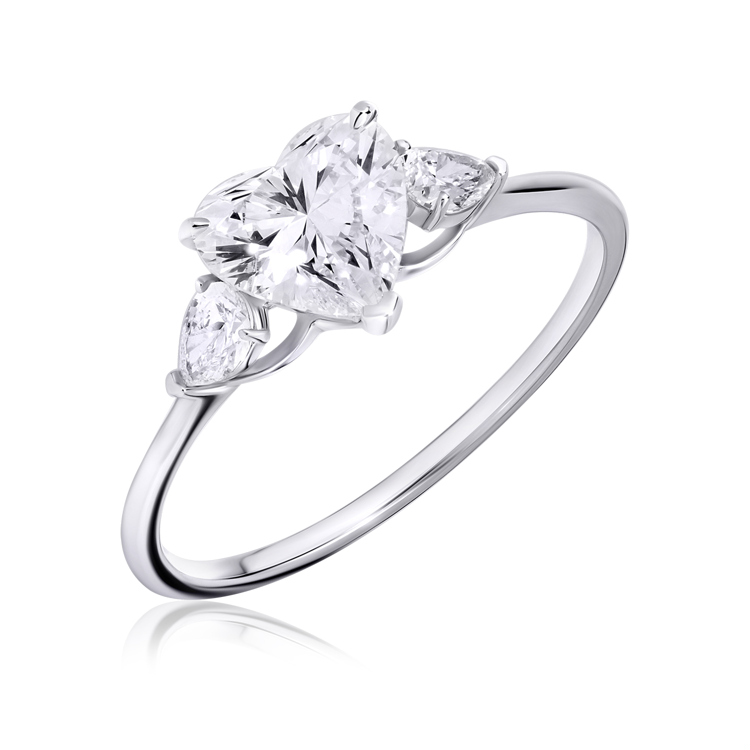 Three-Stones Lab Diamond Ring Heart Three-Stones Lab Diamond Ring Heart
