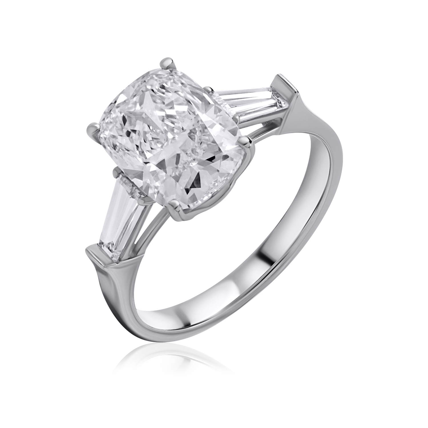 Three-Stones Lab Diamond Ring Cushion with Shield Three-Stones Lab Diamond Ring Cushion with Shield