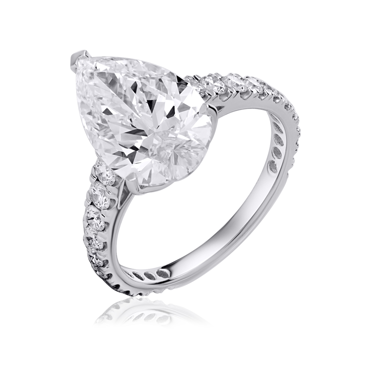 Solitaire Pave Lab Diamond Ring Pear Solitaire Pave Lab Diamond Ring Pear