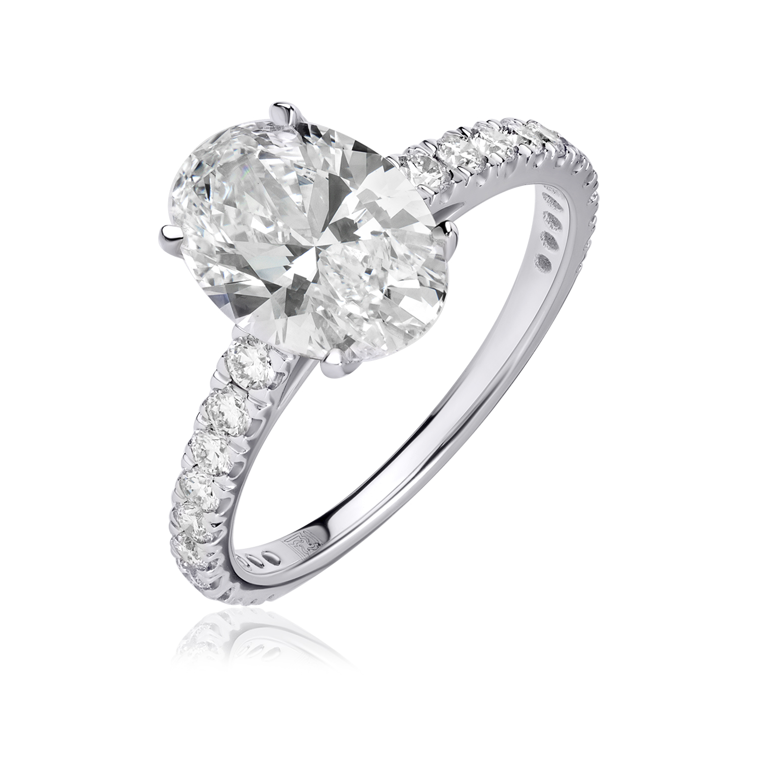 Solitaire Pave Lab Diamond Ring Oval Solitaire Pave Lab Diamond Ring Oval