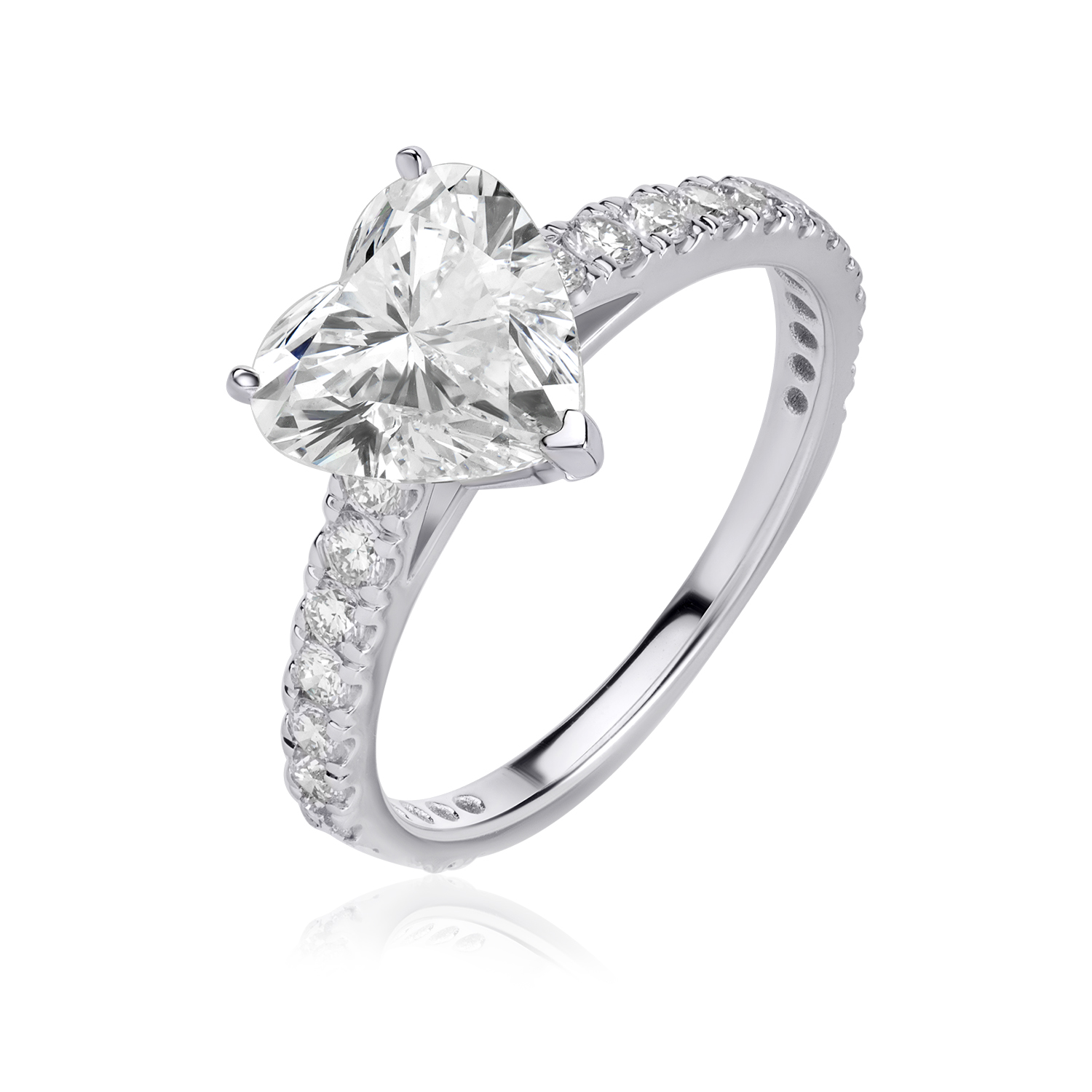 Solitaire Pave Lab Diamond Ring Heart Solitaire Pave Lab Diamond Ring Heart