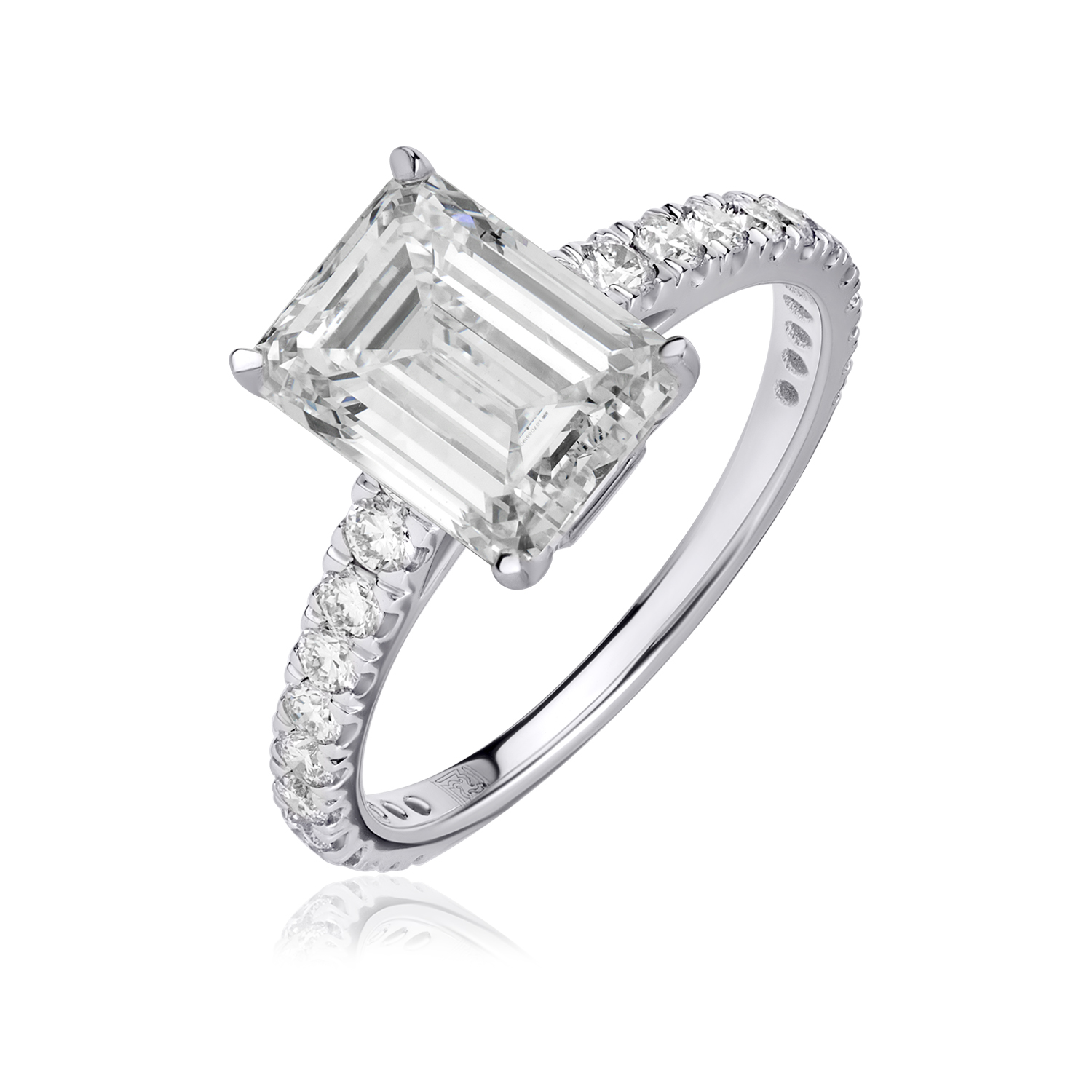 Solitaire Pave Lab Diamond Ring Emerald Solitaire Pave Lab Diamond Ring Emerald