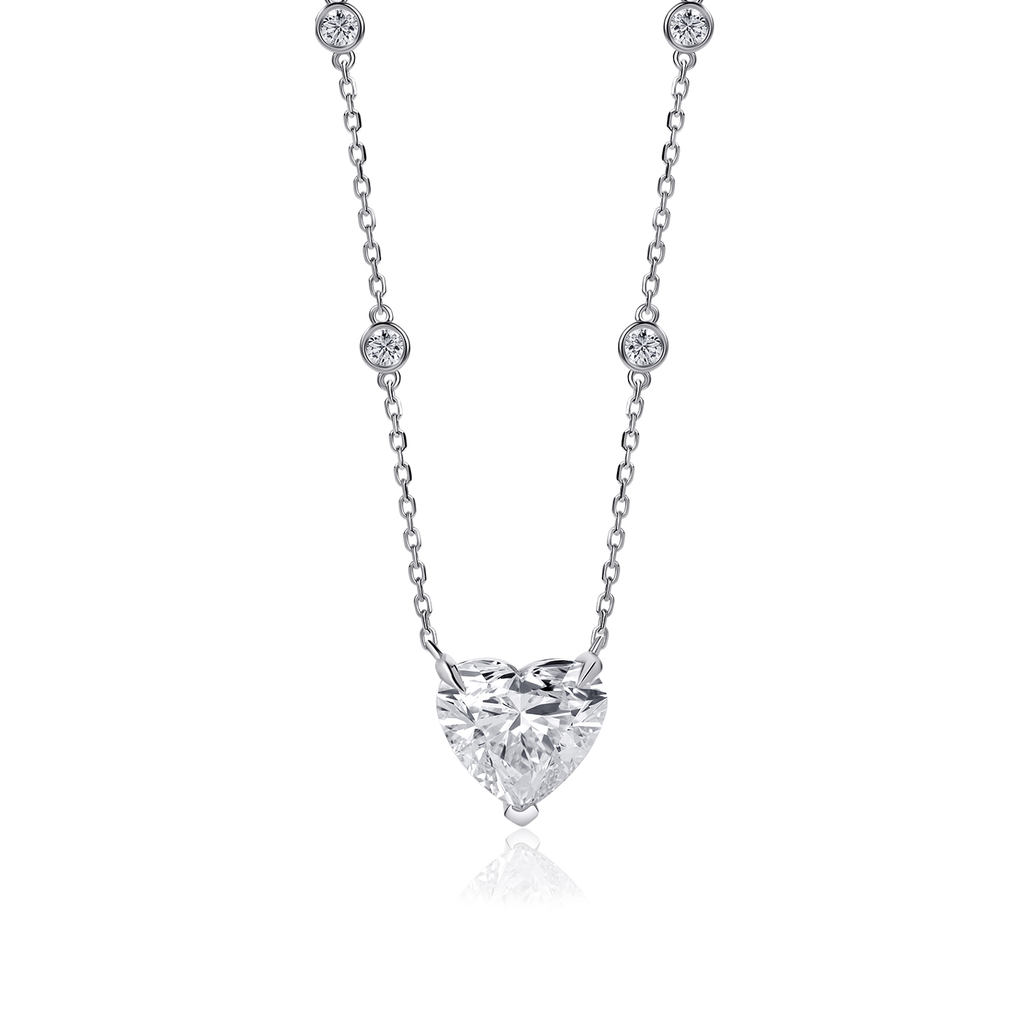 Solitaire Lab Diamond Necklace Heart with Round Solitaire Lab Diamond Necklace Heart with Round
