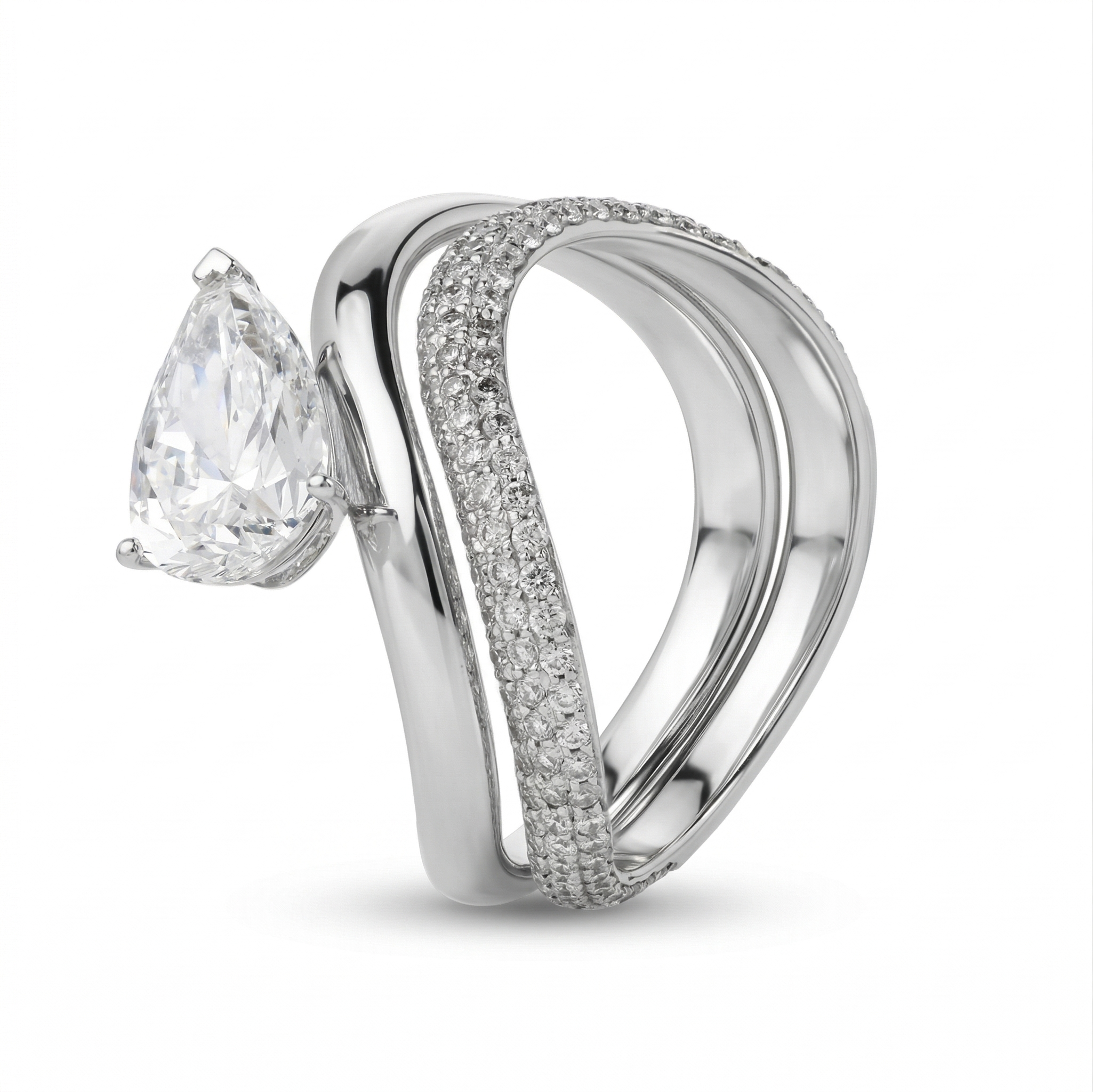 L’Harmonie — Double Lab Diamond Ring Pear with Pave L’Harmonie — Double Lab Diamond Ring Pear with Pave