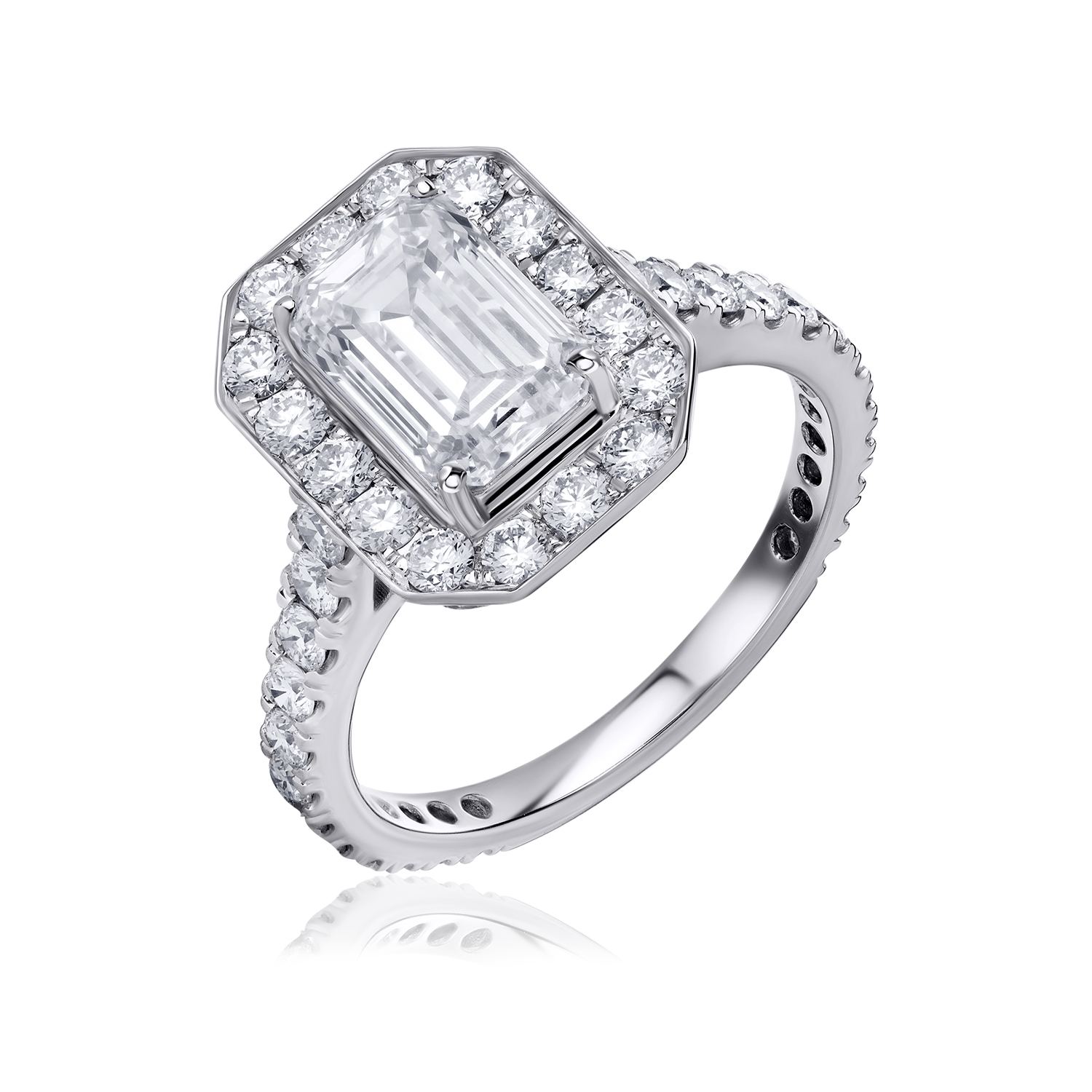 Halo Lab Diamond Ring Emerald Halo Lab Diamond Ring Emerald