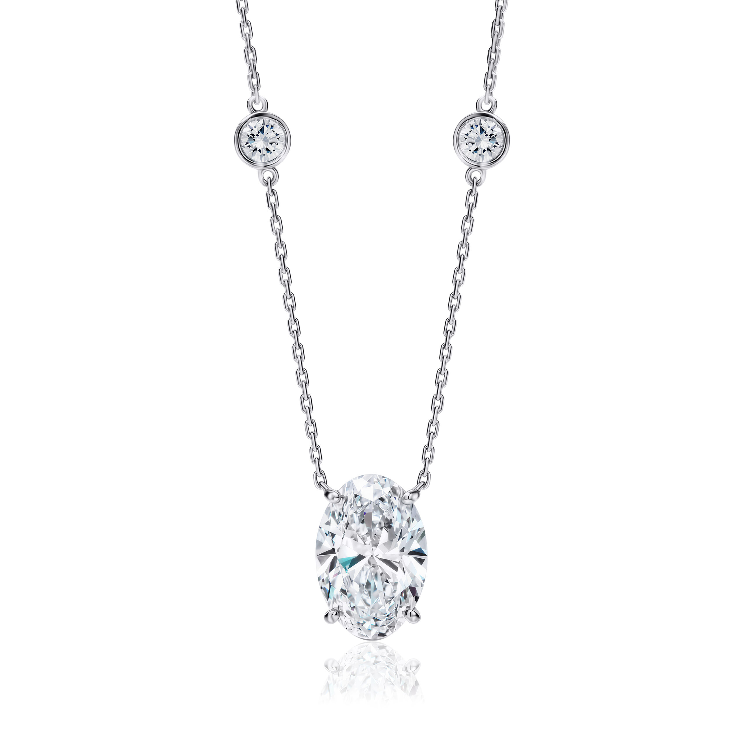 Solitaire Lab Diamond Necklace Oval with Touch Solitaire Lab Diamond Necklace Oval with Touch