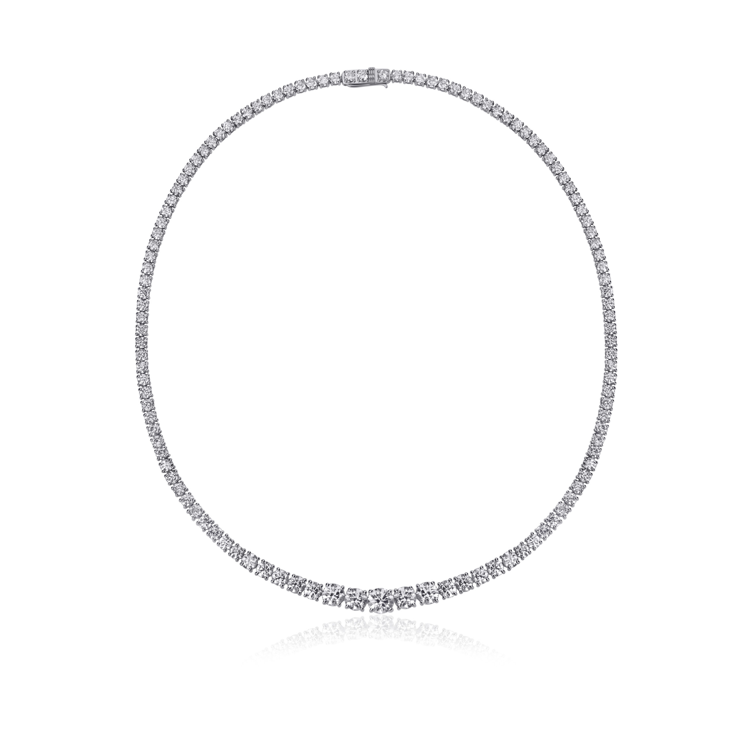 Graduated Tennis Lab Diamond Necklace Round Without Space Graduated Tennis Lab Diamond Necklace Round Without Space