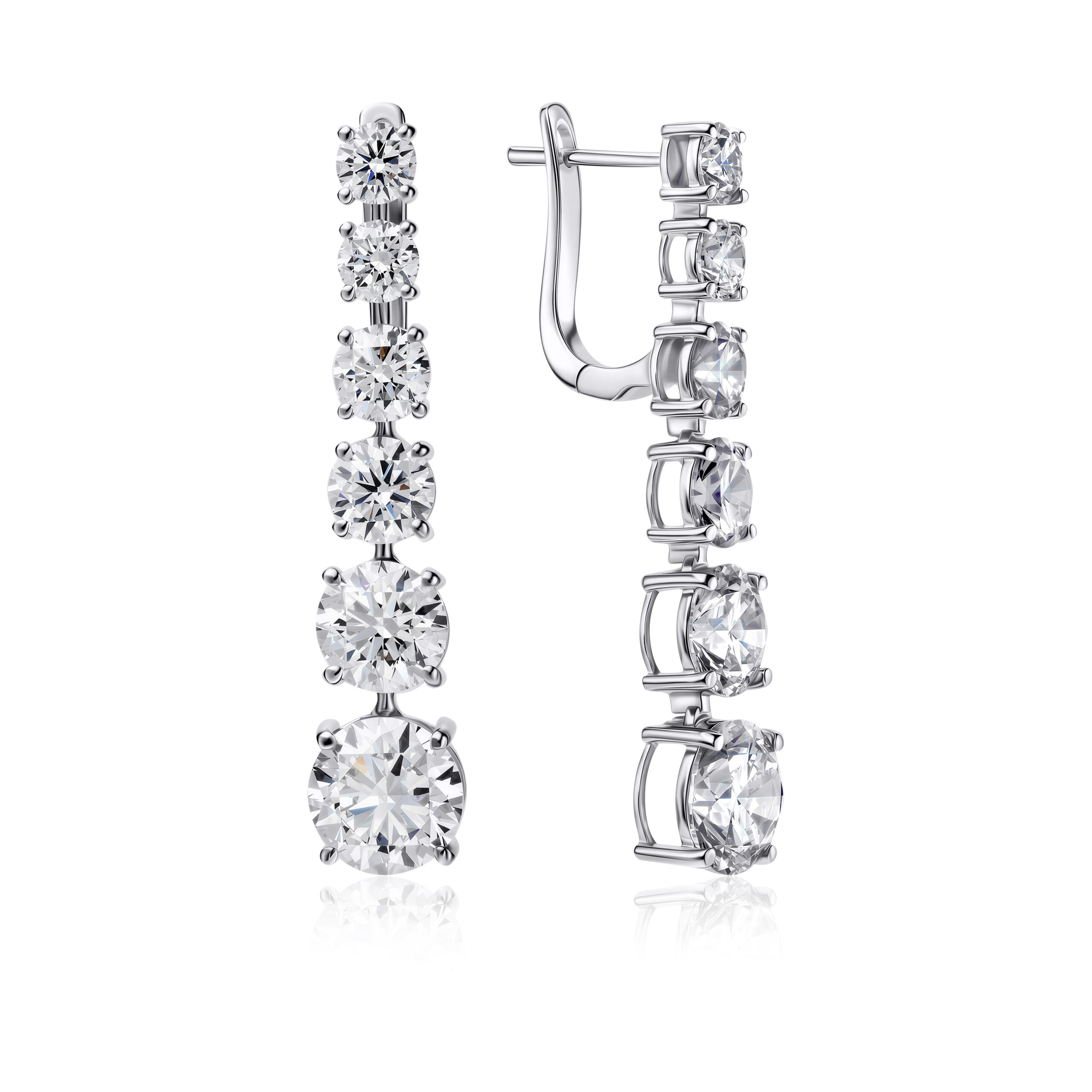 Graduated Tennis Lab Diamond Earrings Graduated Tennis Lab Diamond Earrings
