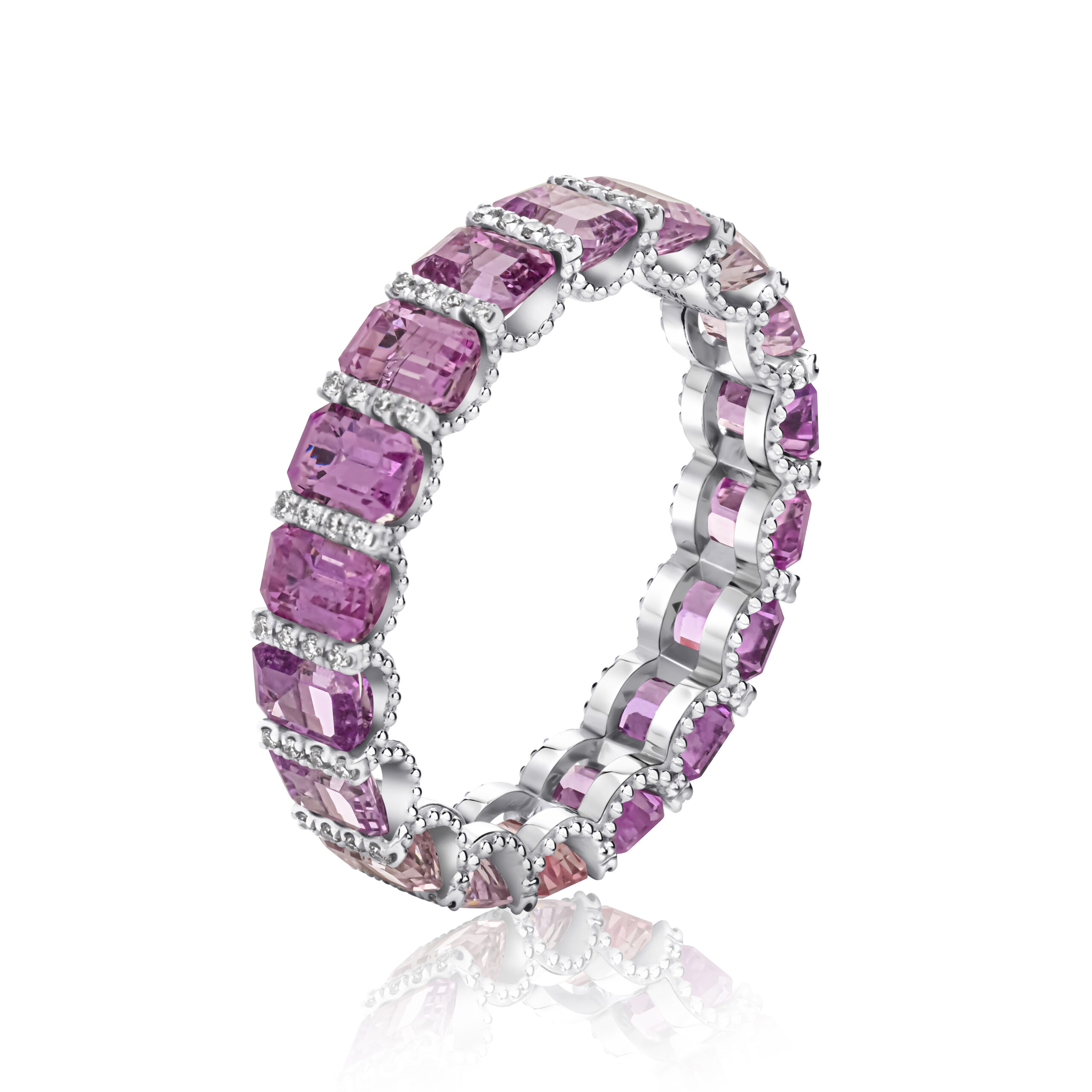 Full Eternity Natural Sapphire with Natural Diamonds Ring Baguette Full Eternity Natural Sapphire with Natural Diamonds Ring Baguette