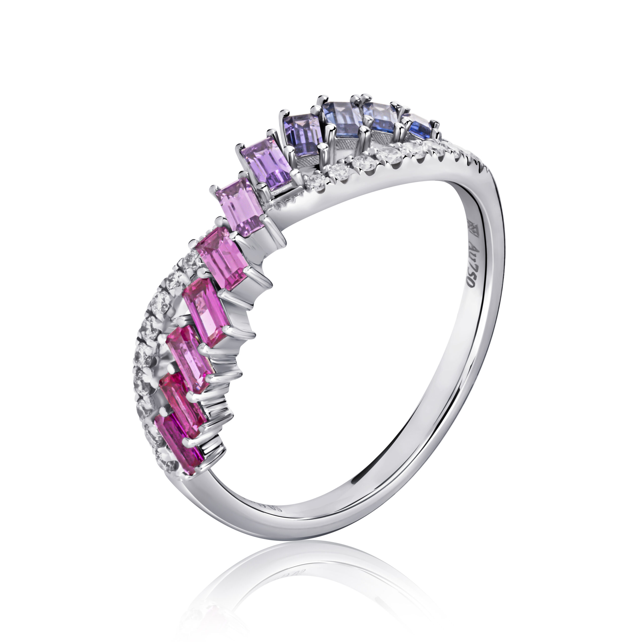 Half Eternity Natural Sapphire with Natural Diamonds Ring Half Eternity Natural Sapphire with Natural Diamonds Ring