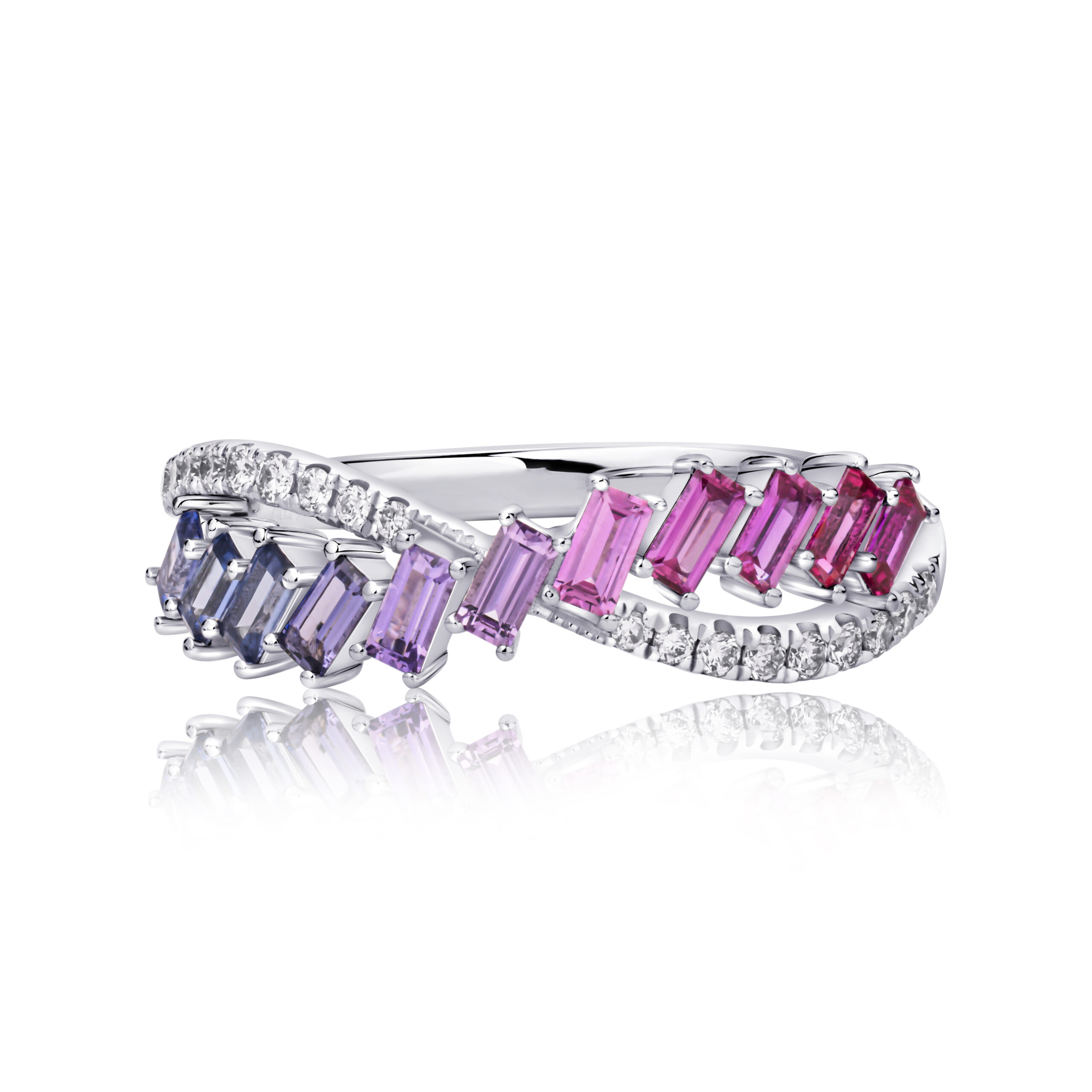 Half Eternity Natural Sapphire with Natural Diamonds Ring Half Eternity Natural Sapphire with Natural Diamonds Ring