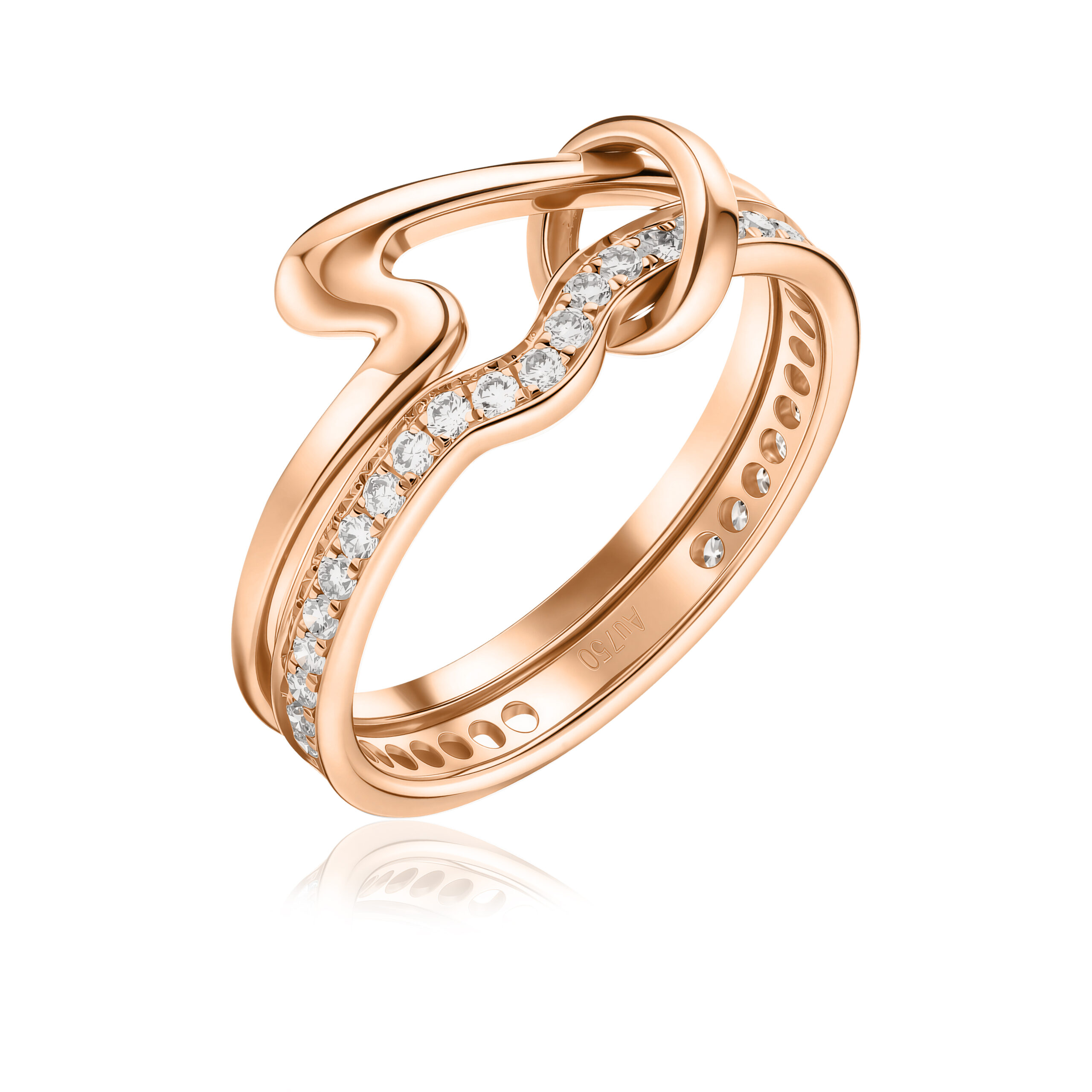 Two Connected Lab Diamond Rings Round