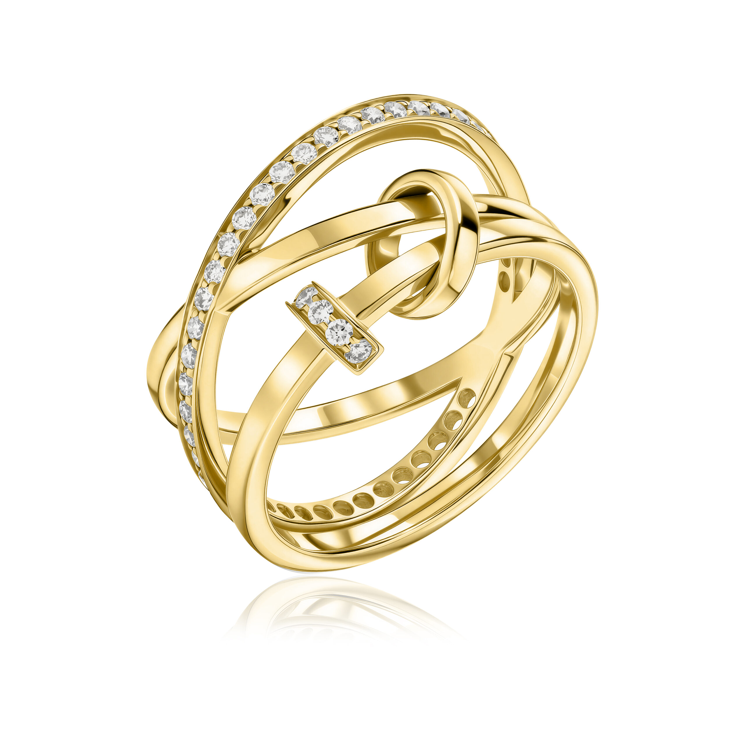 Three Connected Lab Diamond Rings Round