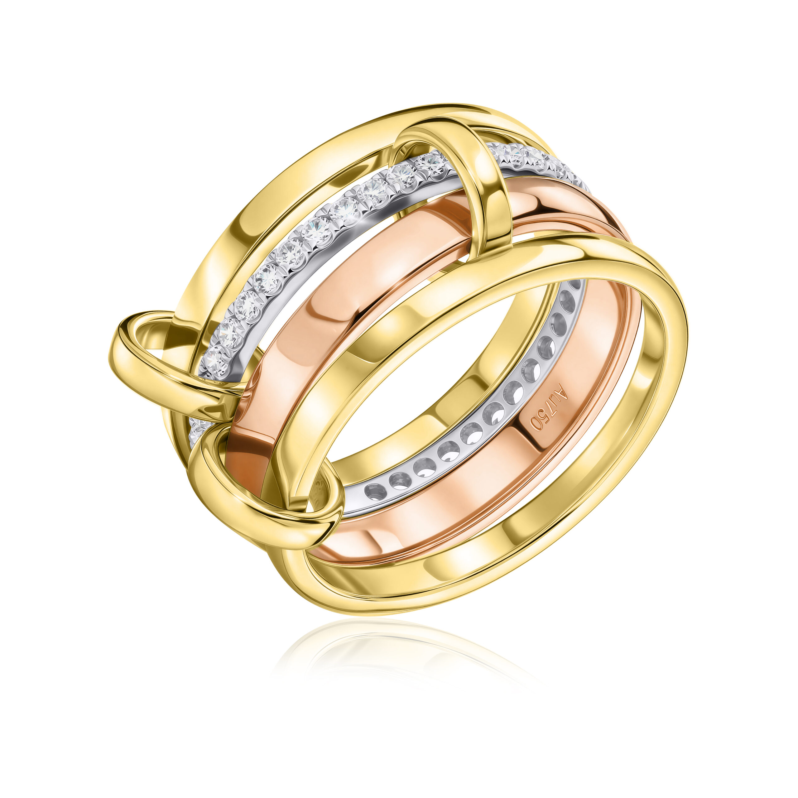 Four Connected Lab Diamond Rings Round