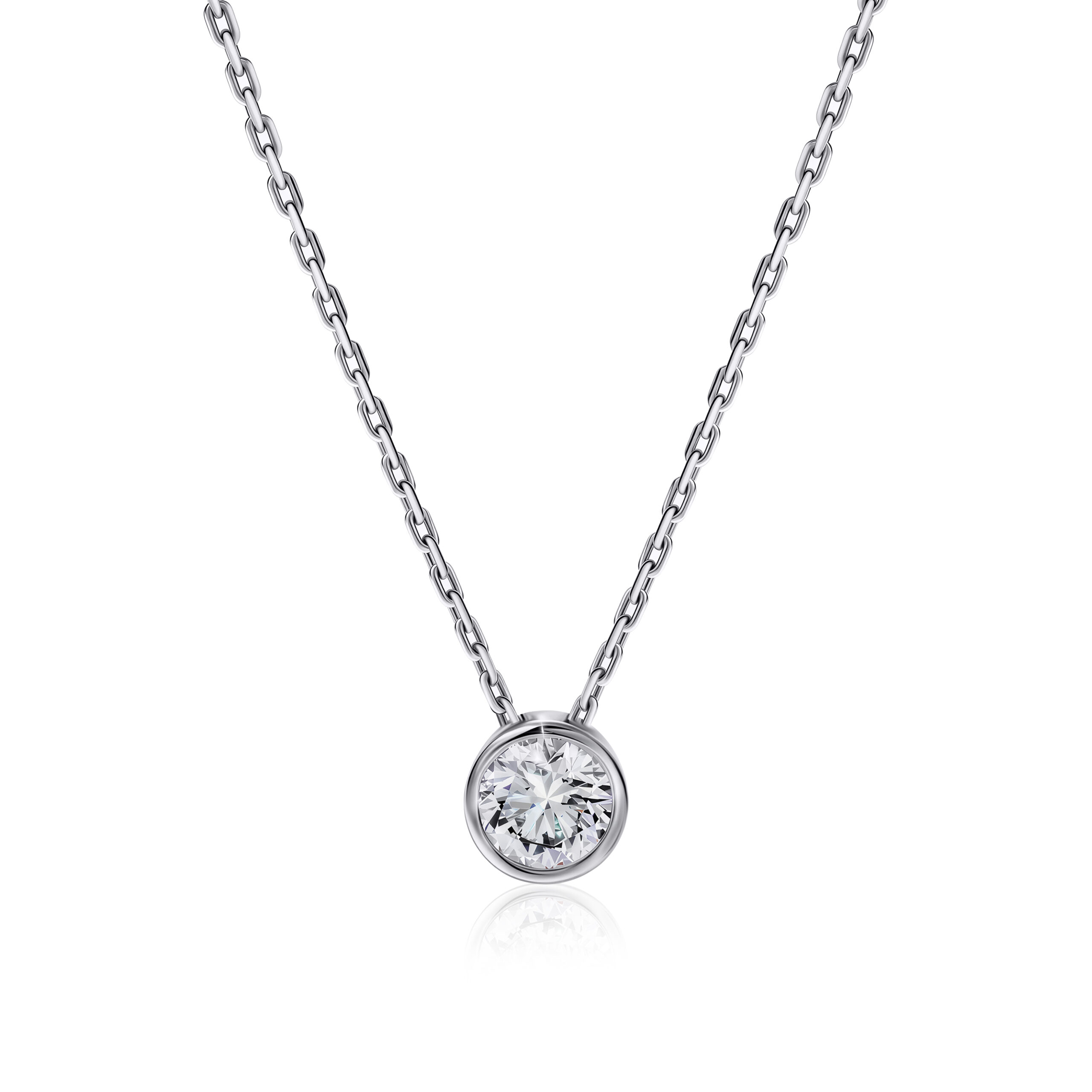 Solitaire Bezel Setting Lab Diamond Necklace Round