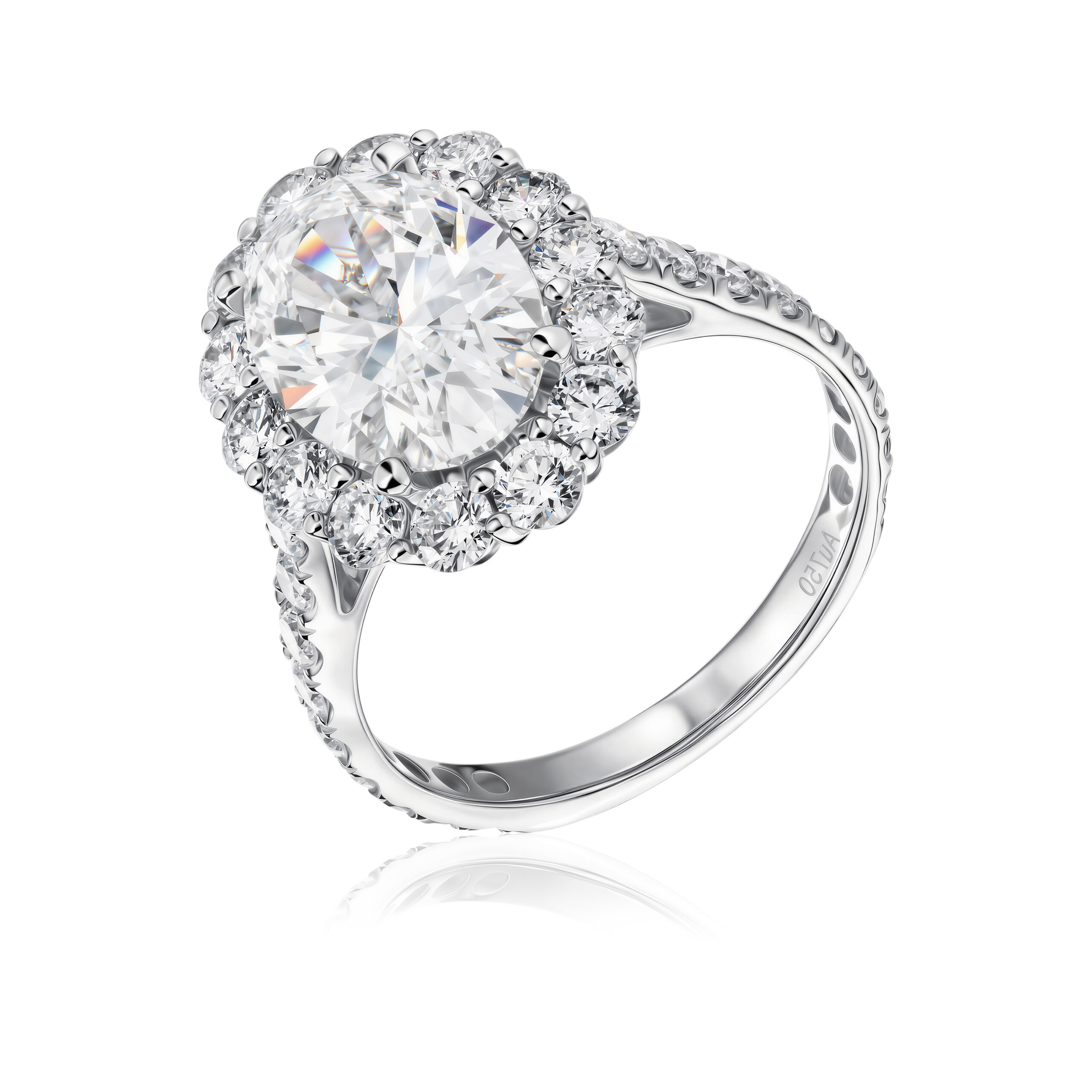 Halo Lab Diamond Ring Oval with Pave